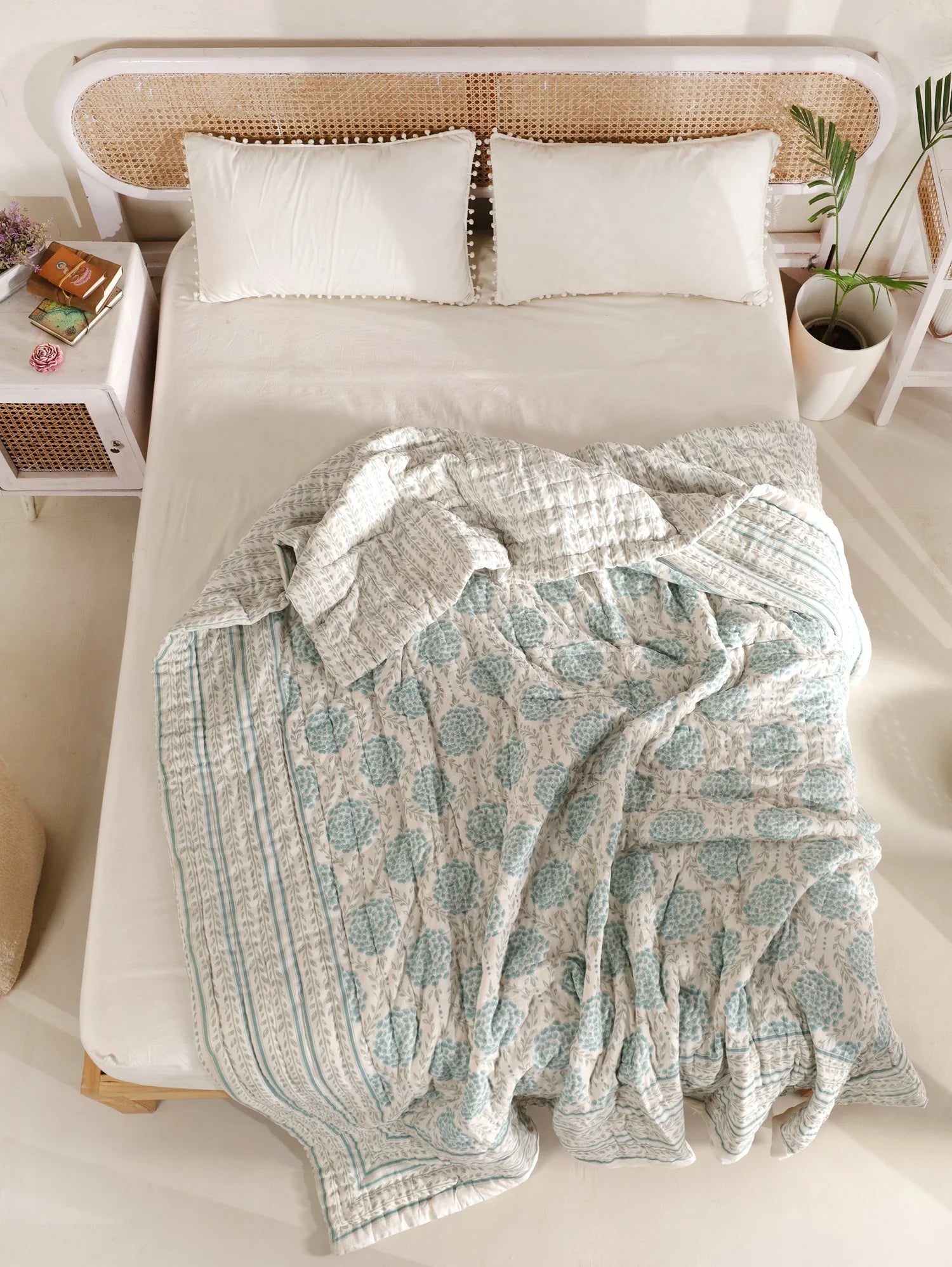 All Season Jaipuri Quilt | 100% Pure Cotton | Block Print | Double Bed - Rhea